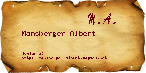 Mansberger Albert névjegykártya